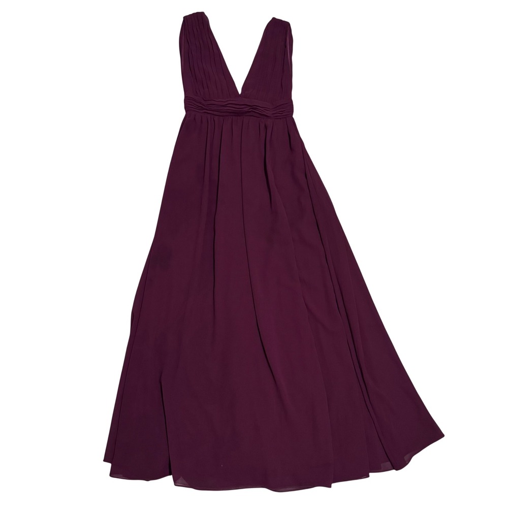 Lulus Heavenly Hues Maxi Dress Womens Small Burgundy Excellent V-Neck Pleated